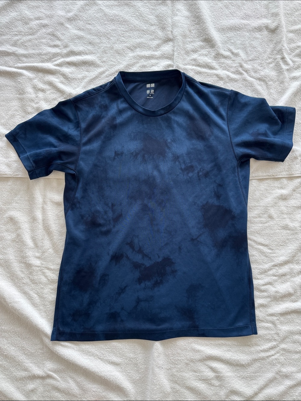 Uniqlo Navy Tie-Dye Dry-Ex Short-Sleeve Crewneck Tee